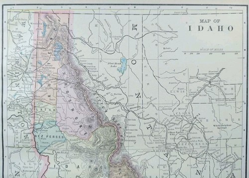 Vintage 1895 IDAHO Map 11"x14" Old Antique Original CALDWELL NAMPA BOISE CITY ID - Picture 2 of 6