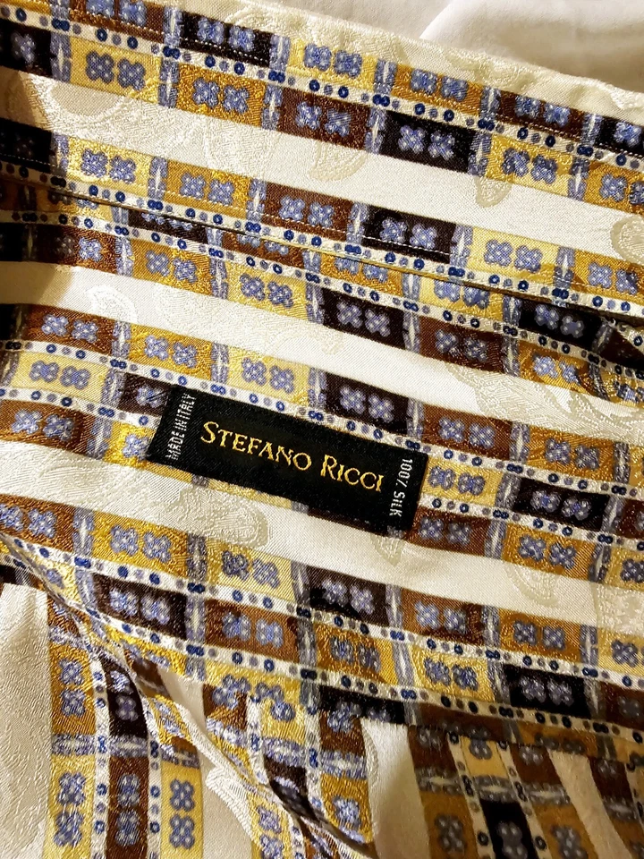 Camisa Stefano Ricci pieza de coleccionista 100 % seda grande hecha a mano Italia muy rara $5k Foto 4 de 4