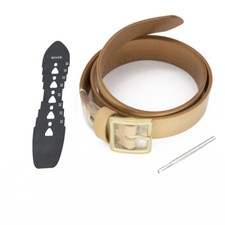 Handmade Custom made Vegetable tanned leather cowhide belt brass buckle 38mm DIY