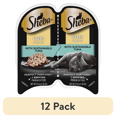 Wet Cat Food Cuts in Gravy with Sustainable Tun Perfect Portions Twin-Pack Tray