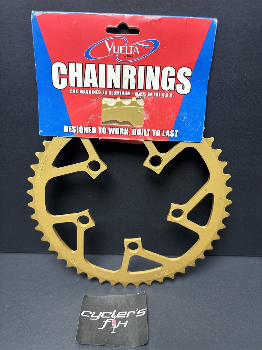 NOS Vuelta 46T Gold Anodize Chainring 94 BCD USA T6 Alloy 9