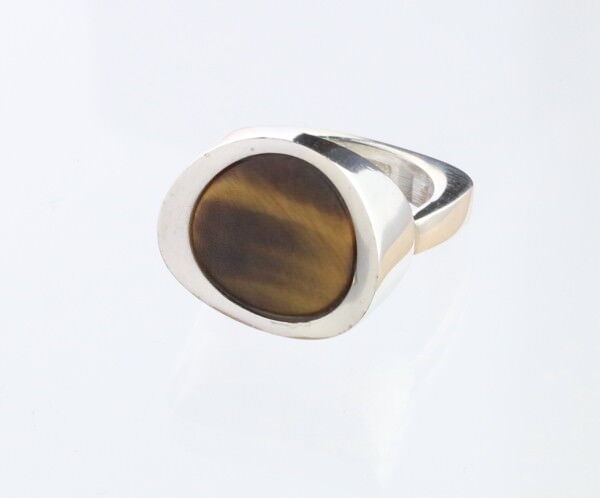 Danish sterling silver ring set with Tiger Eye made by N.E.From Denmark Popularne super tanie