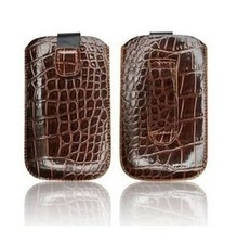 Housse Etui Pochette Croco Apple Iphone 4 4S Marron Brown Case
