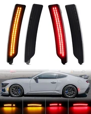 4PCS Dynamic Front Rear Bumper LED Side Marker Lights For 2024-up Ford Mustang