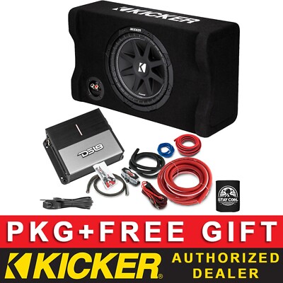 KICKER 150W CDF124 12'' CAR AUDIO SUB PACKAGE + CLASS D AMPLIFIER + 4AWG KIT