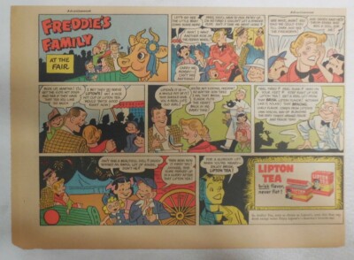 Lipton Tea Ad: ''Freddie's Family at Fair !'' 1930's-1950's Size: 7.5 x 10 inches
