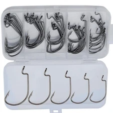 Carbon Steel Fishing Hooks 50 Pcs, Hooks Assortment for Saltwater