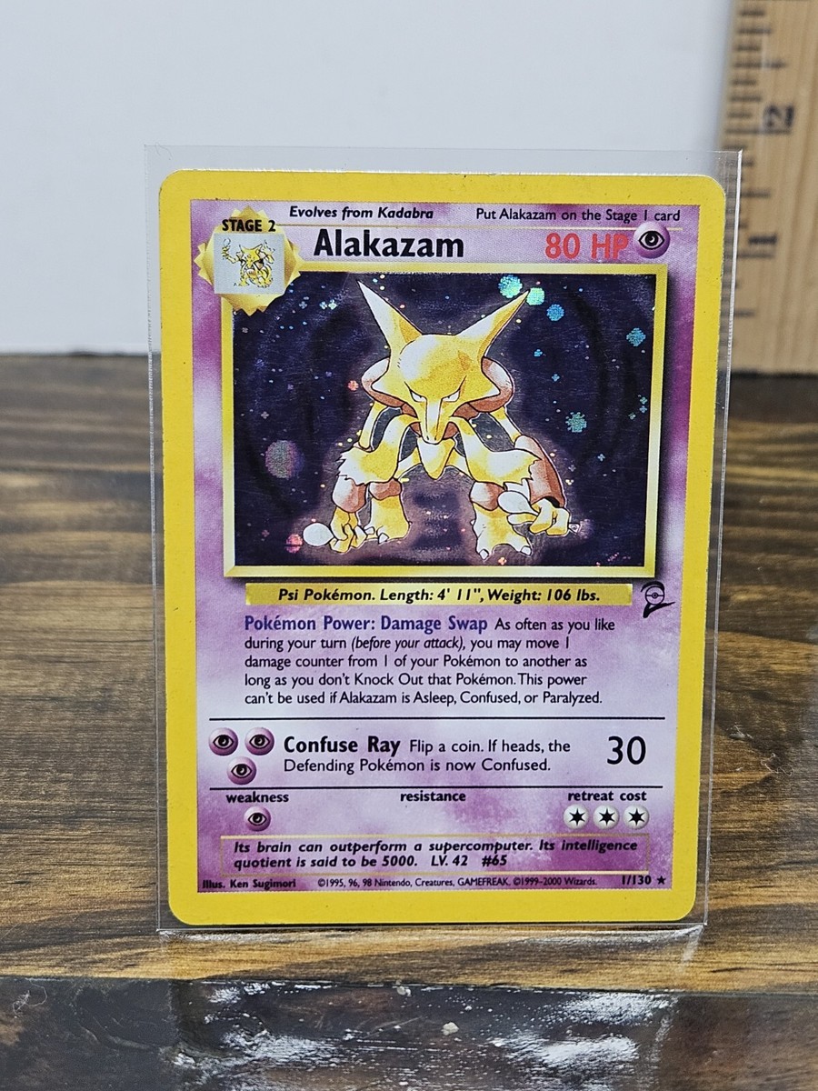 alakazam pokemon card 1 130 Alakazam Base Set 2 1/130 Holo Rare Pokemon Card LP