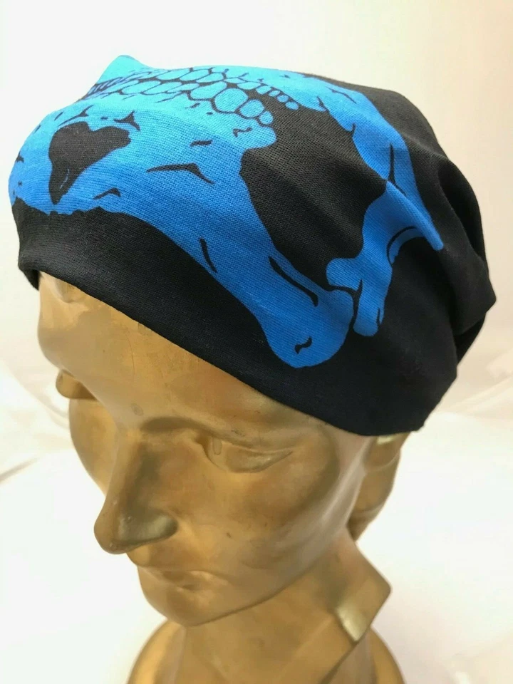 Bandana Head Wear Calavera Negra y Azul Cubierta Facial Pañuelo Accesorio para el Cabello  Foto 3 de 4