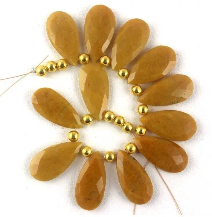 Best Quality Natural Yellow Aventurine Pear Shape Faceted 12x25.5-13x26 MM Beads - Image 4 of 4