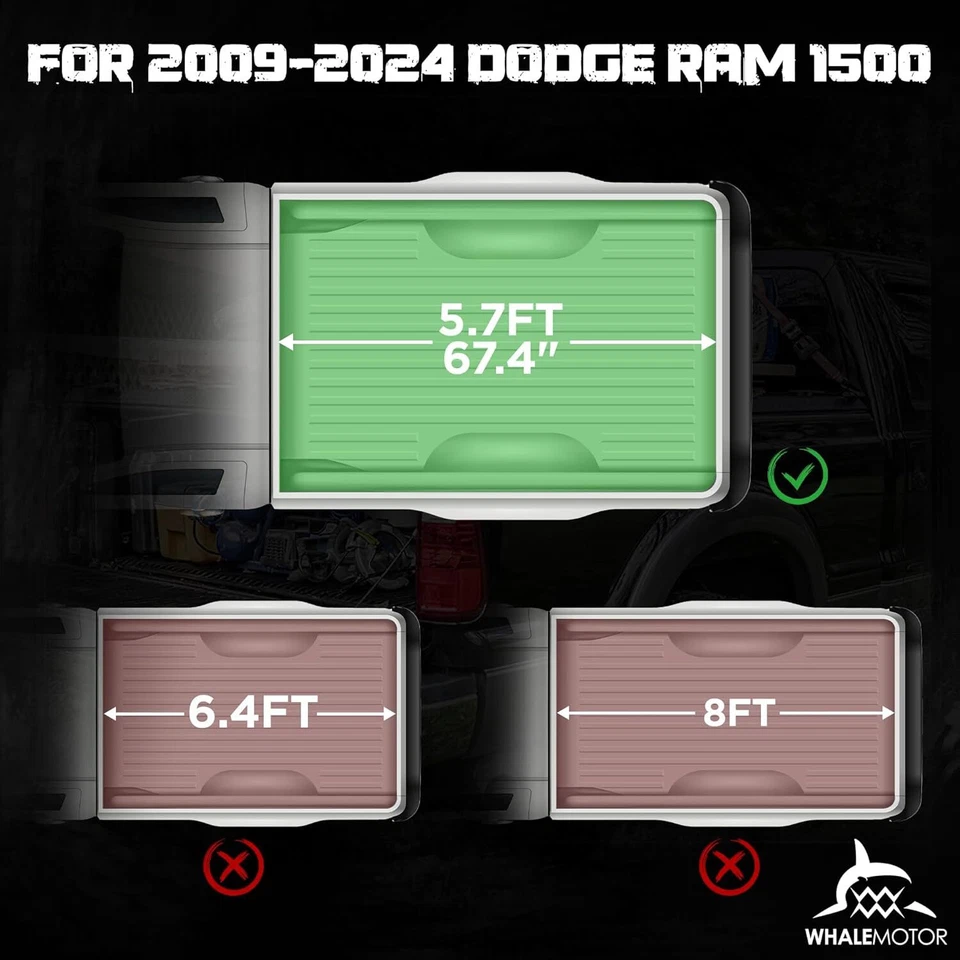 Hard Tri-Fold Truck Bed Tonneau Cover for 2009-2025 Dodge Ram 1500 5.7Ft (68.4"） - Image 2 of 4