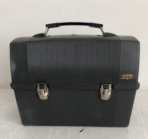 Vintage Thermos Brand Dark Grey Plastic Lunch Box Job Site Lunch Box