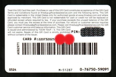 THREDUP Think Secondhand First 2024 Gift Card $0