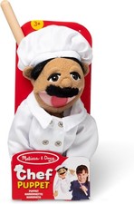 Chef Puppet Al Dente with Detachable Wooden Rod Pretend Play Chef Puppet Pepe