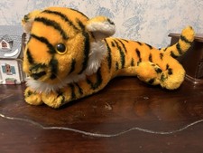 Rare Vintage Dakin Tiger Orange Black Plush 1978 13" Laying Stuffed Striped