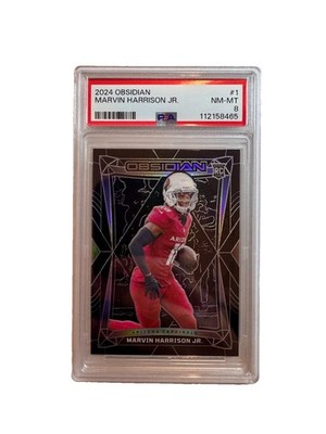 Marvin Harrison Jr. Rookie Card 2024 Panini Obsidian - #1 International RC PSA 8