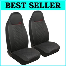 Waterproof and Stretchable Faux Leather Bucket Seat Covers for Most Cars, Black