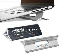 Steepy Laptop Stand for Desk - 3 Heights Computer Riser for Laptop (GRAY)