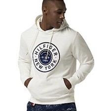 Tommy Hilfiger White Hoodie with Navy Logo Medium