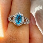 925 Sterling Silver Ring Oval Blue 6x4mm Natural Topaz Gemstone Zircon Women — photo 6