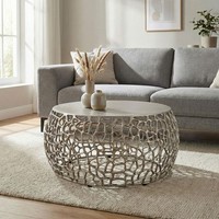 Couchtisch Metall Silber Sofatisch 60Cm Tisch Wohnzimmertisch Rund Beistelltisch
