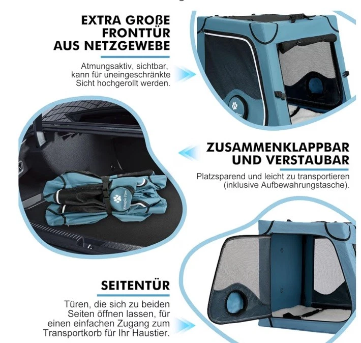 Faltbare Hundetransportbox Rückbank – stabile Auto-Reisebox mit Metallrahmen - Bild 2 von 4