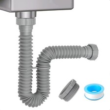 1-1/2" 1-1/4" P-trap with Adapter, Flexible Sink Drain Pipe, Adjustable P T...