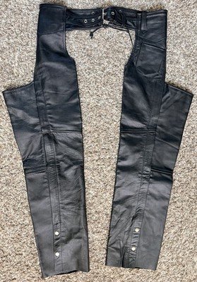 Vtg 90 s Hot Leathers Men s Sz Large Motorcycle Chaps Thick Braid Biker Zip Snap