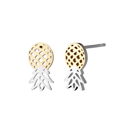 Upside Down Pineapple Earrings   Gold/Silver Combo Swinger Earrings