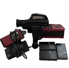 JVC GR-C1U Red Black Video Movie VHS-C Handheld Camcorder With Accessories