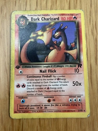 1st Edition Dark Charizard 21/82 Team Rocket Rare Pokemon Card WOTC 2000 - HP