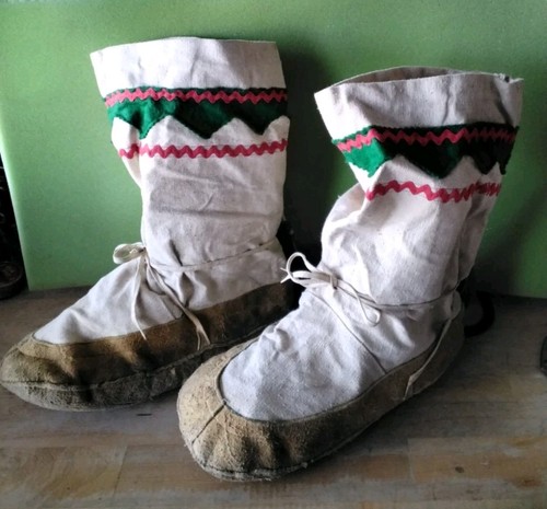 Unmarked Indigenous Womens Mukluks Softsole Boots Suede Canvas w/Liner
