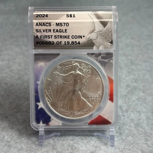 2024 US Silver Eagle $1 ANACS MS70 First Strike Coin