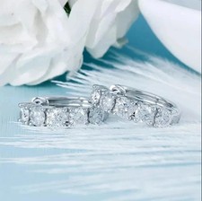 2.00 Ct Round Cut Lab Created Diamond Huggie Hoop Earrings 14K White Gold Plated
