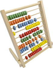 Wooden Counting Frame Abacus for Kids Math Learning - 10 Rows, 8-Inch