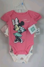 Set of 3 Disney Baby Minnie Mouse Bodysuits Onsies Newborn 3-6 months NEW