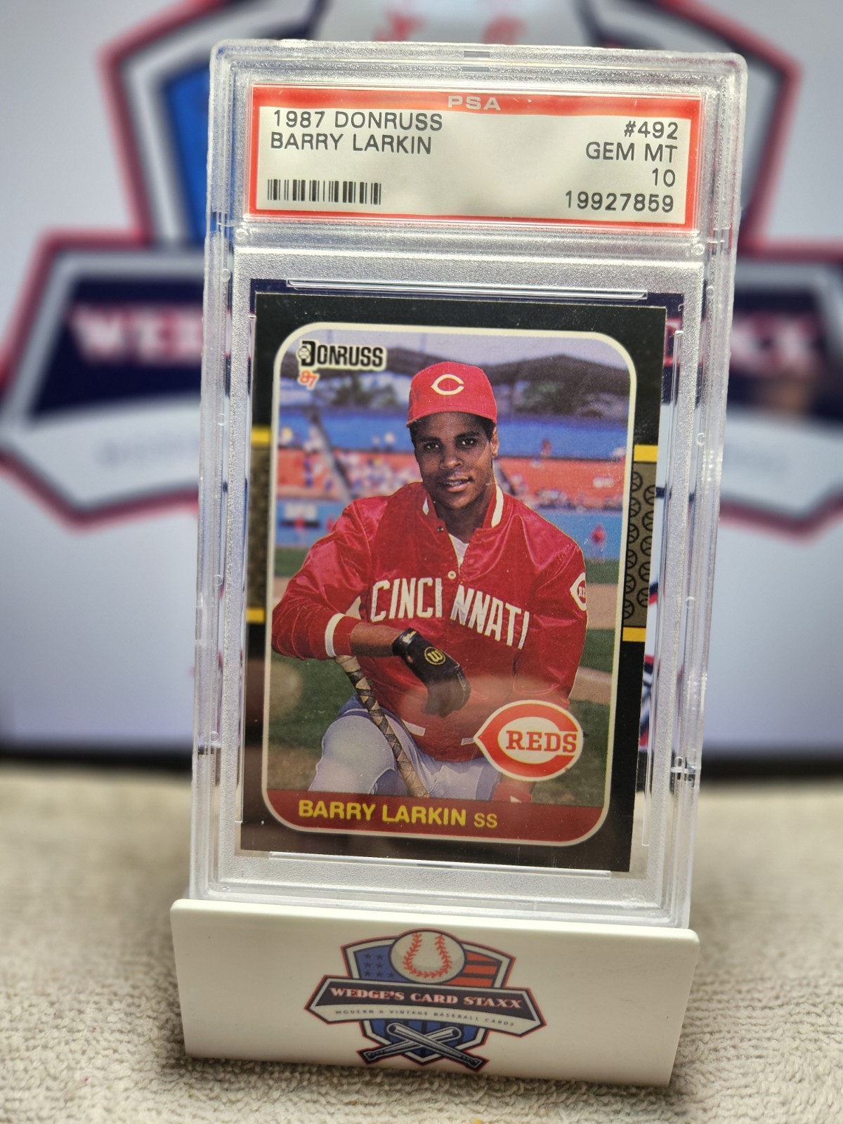 1987 DONRUSS #492 BARRY LARKIN RC REDS HOF PSA 10