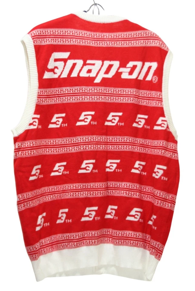 Herramientas a Presión Para Hombres XXL Rojo Blanco Suéter Chaleco Vacaciones Feo Navidad Mecánico Foto 2 de 4