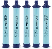 LifeStraw Personal Water Filter for Hiking, Camping, Travel and Emergency-5 PACK