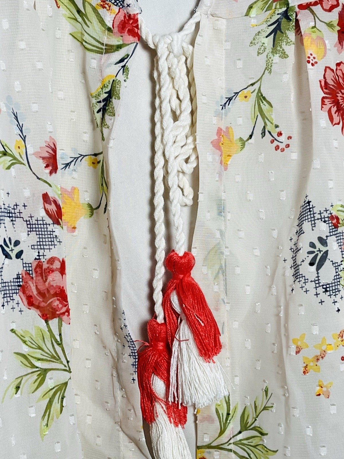 Time and Tru Lace Peasant Top Women’s Size M 8-10 Ivory Floral 2 Piece Boho