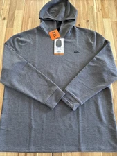 Quiksilver Men Waffle Knit Hooded Pullover XXL Gray Stretch Moisture Wicking NWT
