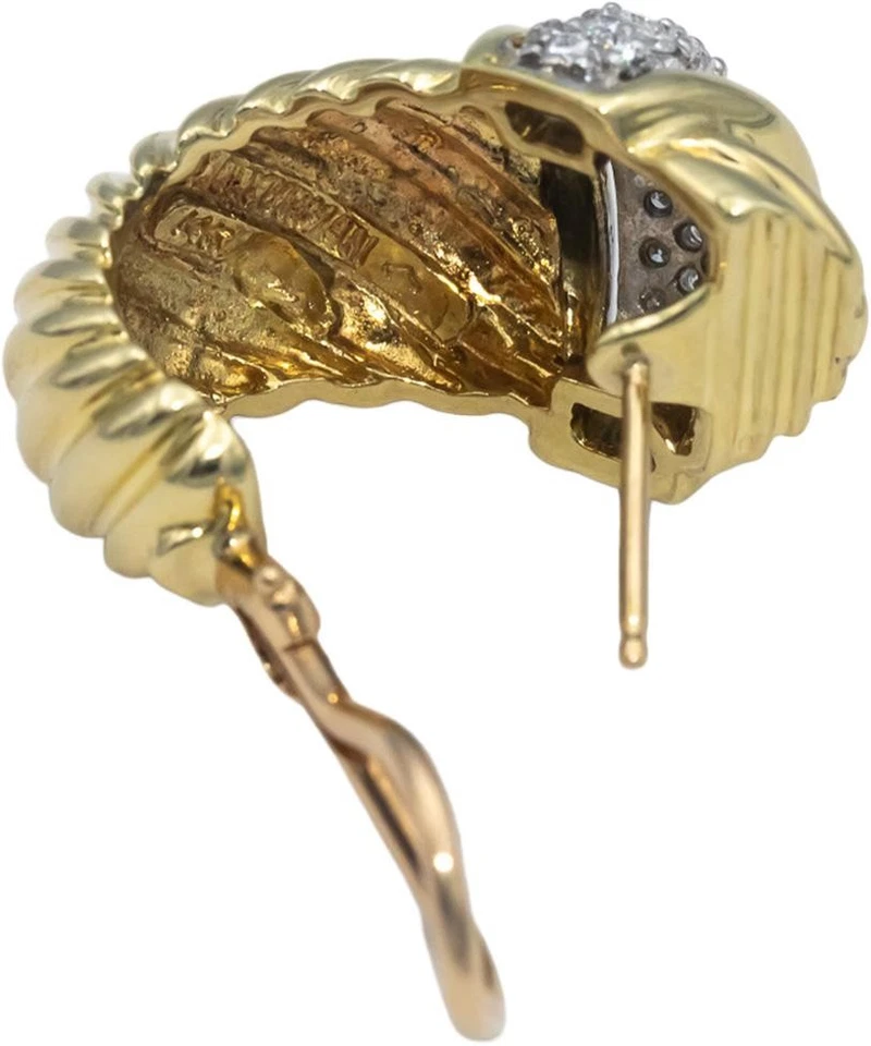 Винтажные круглые изогнутые серьги из желтого золота 14 карат с бриллиантами 1,0 карата DAVID YURMAN 1,0 карата - Изображение 3 из 4