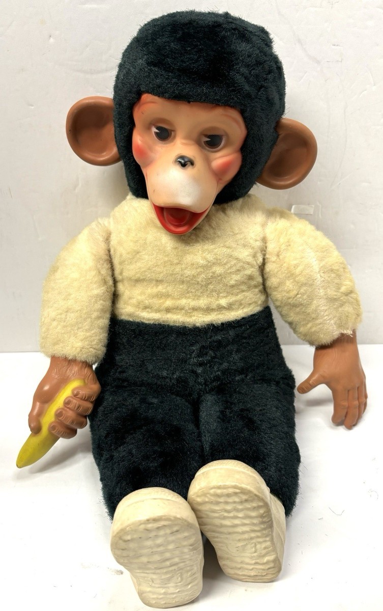 Vintage Mr Bim Zip Zippy Plush Monkey Chimp Rubber Face Ears Hands
