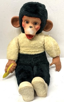 Vintage Mr Bim Zip Zippy Plush Monkey Chimp Rubber Face Ears Hands