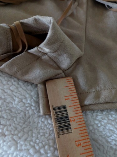 Shein Short Shorts Woman Sz 8/10 Fringe Boho Western Fringe Tan Faux Suede Y2K - Picture 8 of 8