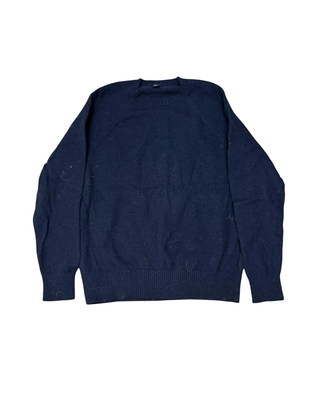 J Crew Sweater Mens XL Blue Wool Blend Raglan Crew Neck Knit Pullover vintage