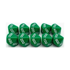 Koplow Dice d10 Decimal Dice - Green w/White (Hundreds) (10) New