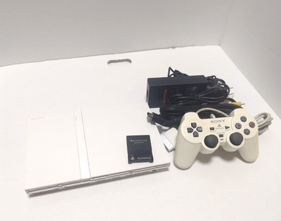 SONY PlayStation 2 SCPH-75000 Ceramic White Slim Console w/ Controller Rank:B