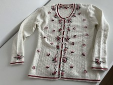 Stockerpoint Trachten Baumwoll Jacke Creme wei&szlig; Bl&uuml;ten Blumen Stickerei wie neu