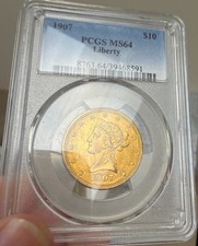PCGS MS64 1907 $10 Liberty Head Eagle Uncirculated U.S. Gold Coin